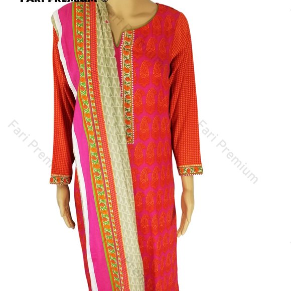 Rangreza 3-PC Printed Cotton Ready-Made Shalwar Kameez Pakistani/Indian Small 38 - Picture 2 of 7